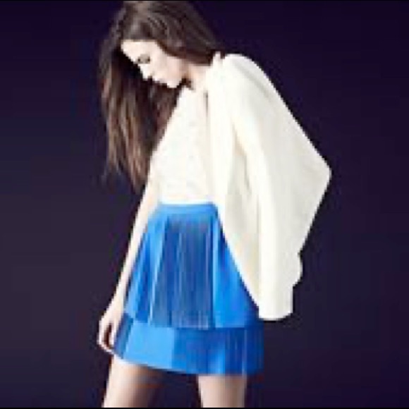 REISS Kashma cobalt blue high waisted double layered tiered pleated skirt - Picture 13 of 13